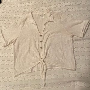 Urban Romantics Collared Self Tie Blouse